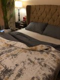 Grey and Rust Tie-Dye Quilted Bedding Set - Auruhfy India