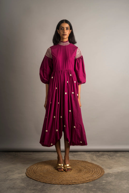 Cowl Embroidered Dress - Auruhfy India
