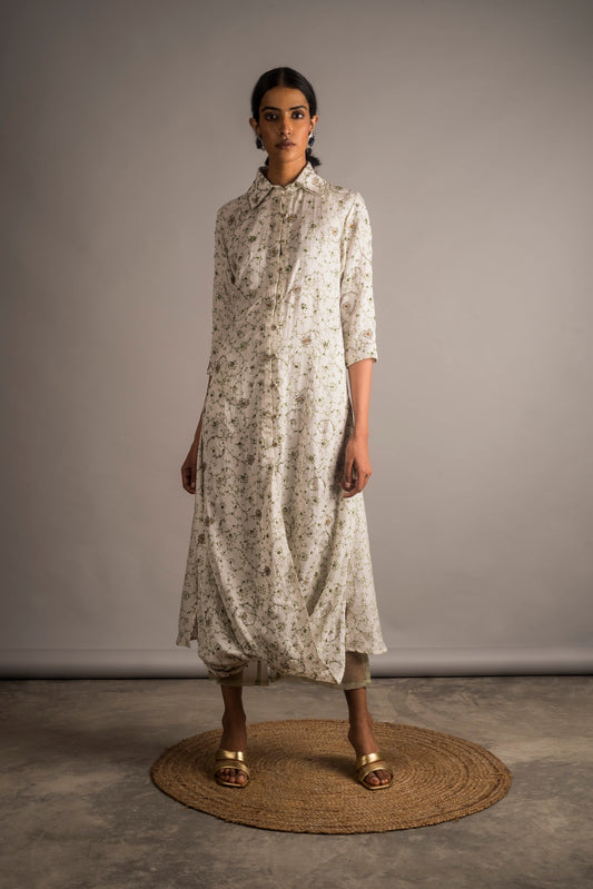 Embellished Front Cowl Tunic Set - Auruhfy India