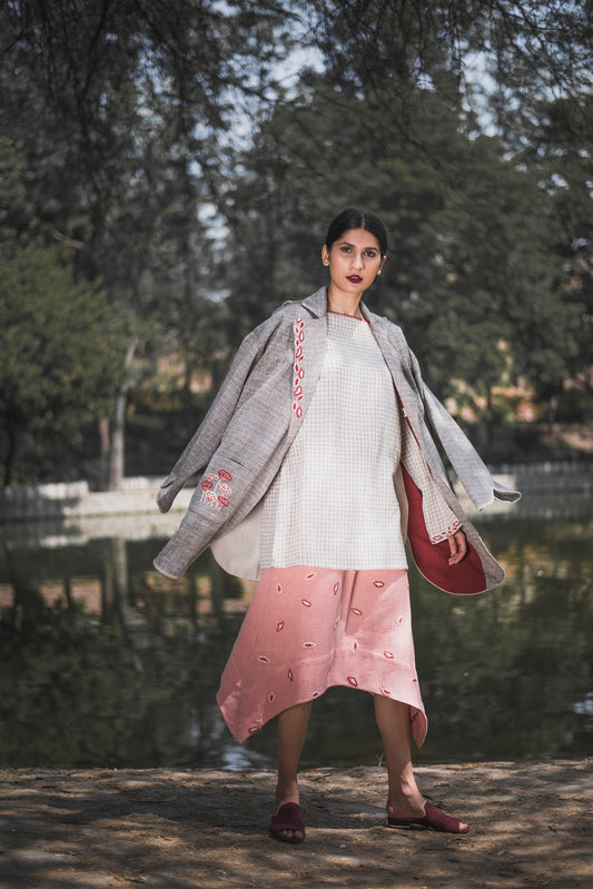 Hand Embroidered Prasuna Trench Coat - Auruhfy India