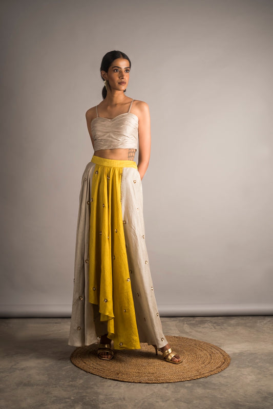 Dual Tone Embellished Skirt Set - Auruhfy India