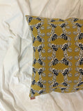 Lotus in Pond Print Cushion Cover (Ochre) - Auruhfy India
