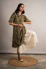 Moss Green Layered Tunic Set - Auruhfy India