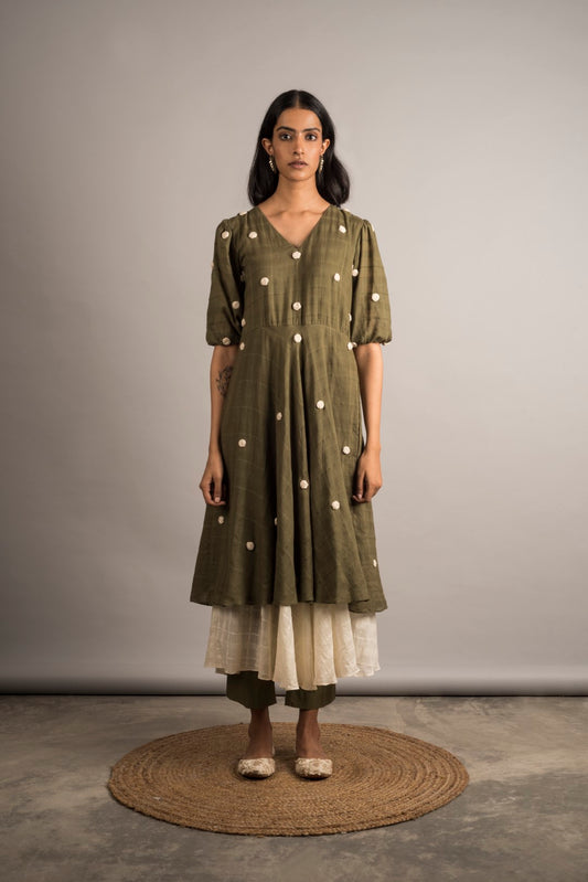 Moss Green Layered Tunic Set - Auruhfy India