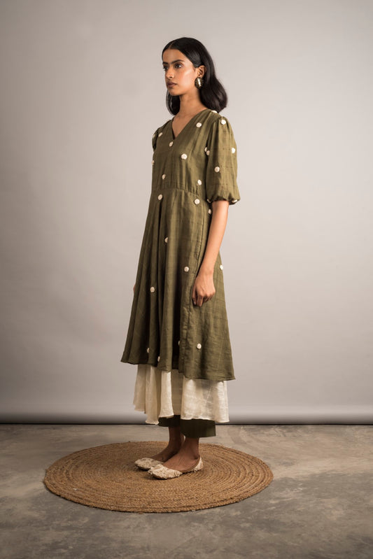 Moss Green Layered Tunic/ Set - Auruhfy India