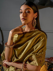 Embroidered Pear Green Silk Saree - Auruhfy India