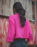 Rani Pink Pintuck Crop Shirt - Auruhfy India