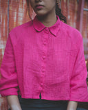 Rani Pink Pintuck Crop Shirt - Auruhfy India