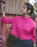Rani Pink Pintuck Crop Shirt