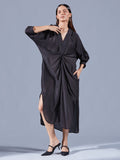 Raven Asymmetric Draped Dress - Auruhfy India