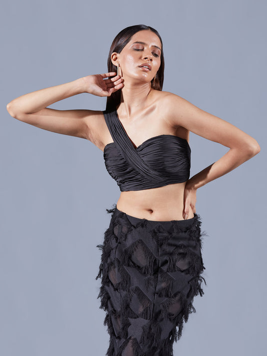 Raven Draped Bustier - Auruhfy India