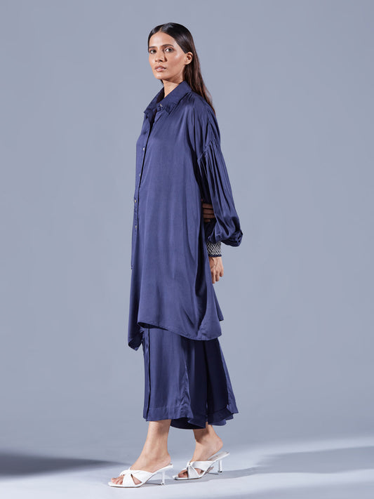 Sheath Asymmetric Shirt Set - Auruhfy India