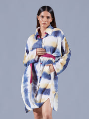 Striped Tie Dye Cowl Tunic - Auruhfy India