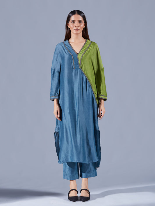 Teal Fern Dual Tunic Set - Auruhfy India