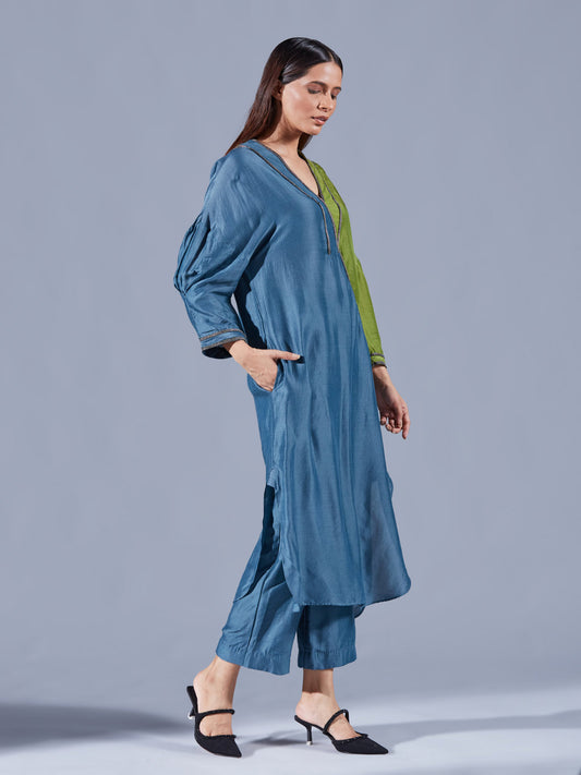 Teal Fern Dual Tunic Set - Auruhfy India